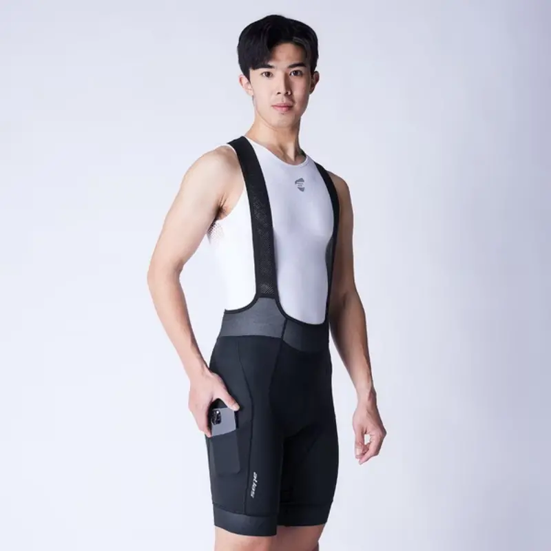 Atlas 男裝經編吊帶五分褲(6代褲墊)口袋款,S-746-B, 黑色, 24-30℃  / Atlas Men Bib Shor- 6Th, Sb-746-B, Bk - 24-30℃ 1