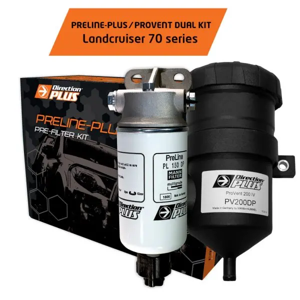 Direction Plus Preline-Plus Pre-Filter + Provent Catch Can For Toyota Landcruiser 70 Series 2012 To 2017 1