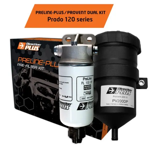 Direction Plus Preline-Plus Pre-Filter + Provent Catch Can For Toyota Prado 120 Series 2003 To 2009 1