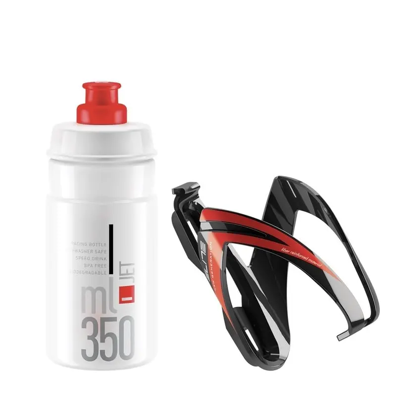 Elite Kit Ceo 水壺連水壺架套裝-白橙色水壺/黑白色水壺架 / Elite Kit Ceo Bottle Cage-White/Orange Bollte And Black/White Bollte Cage 1