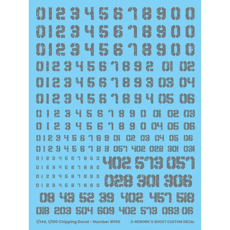 G-Rework Chipping Decal N-01-G Number 01 Gray 1