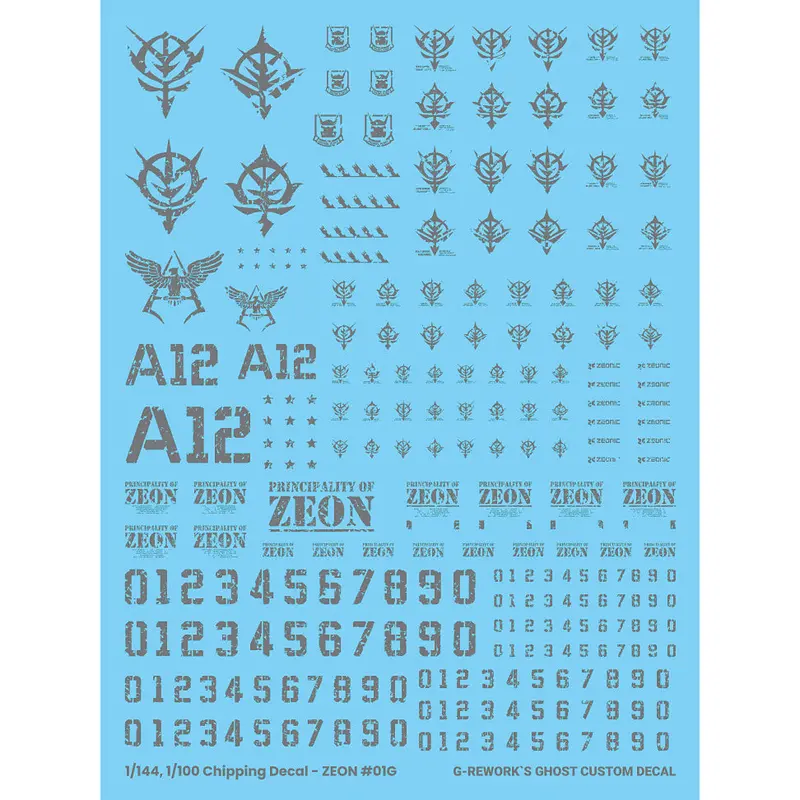 G-Rework Chipping Decal Zeon 01 Gray 1