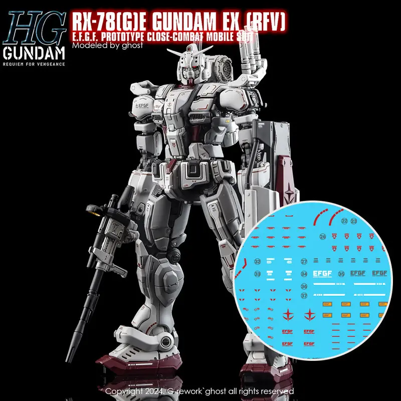 G-Rework Decal H255 Hguc Gundam Ex 1