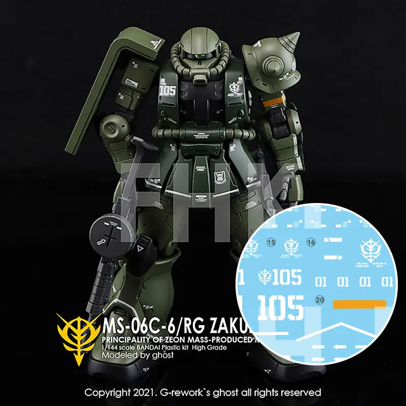 G-Rework Decal Hg Ho-25 Ms-06 Zaku Ii C-6/R6 (Gundam The Origin) 1