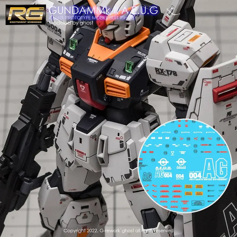 G-Rework Decal Rg08 Rg Gundam Mk-Ii Aeug 1