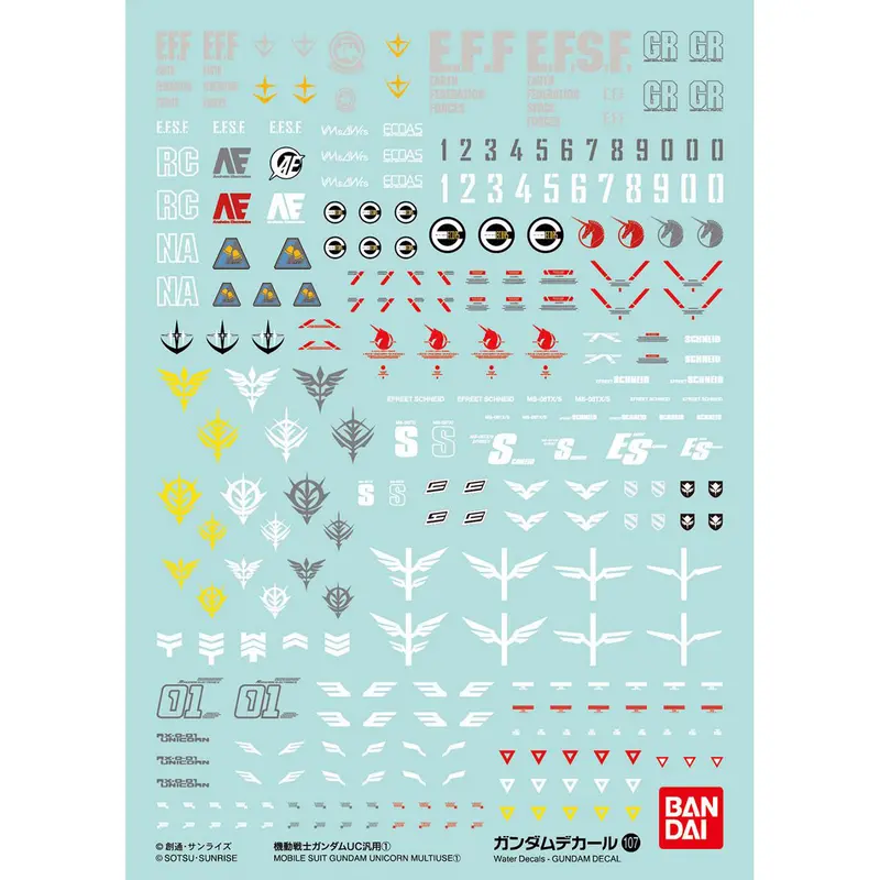Gd-107 Gundam Unicorn Series Decal 1