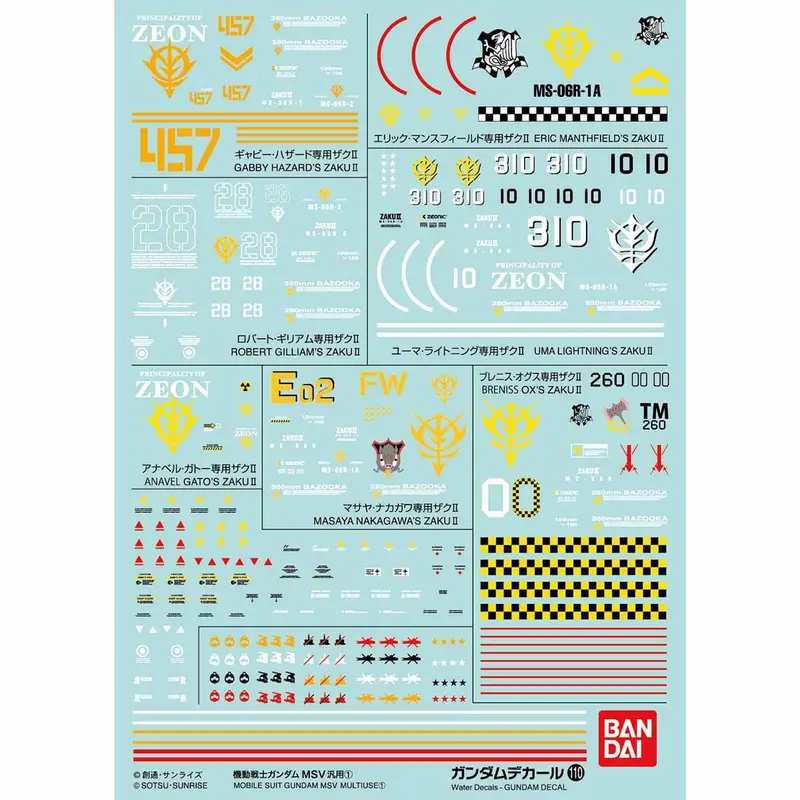 Gd-110 Hg Mobile Suit Gundam Msv Series Decal 1