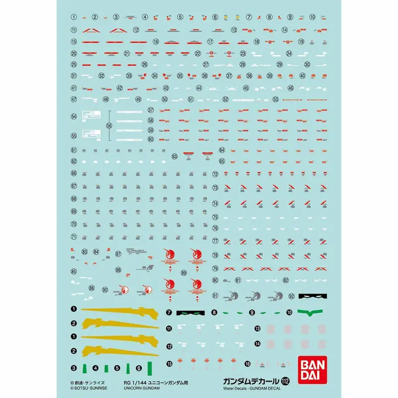 Gd-112 Rg Unicorn Gundam Decal 1
