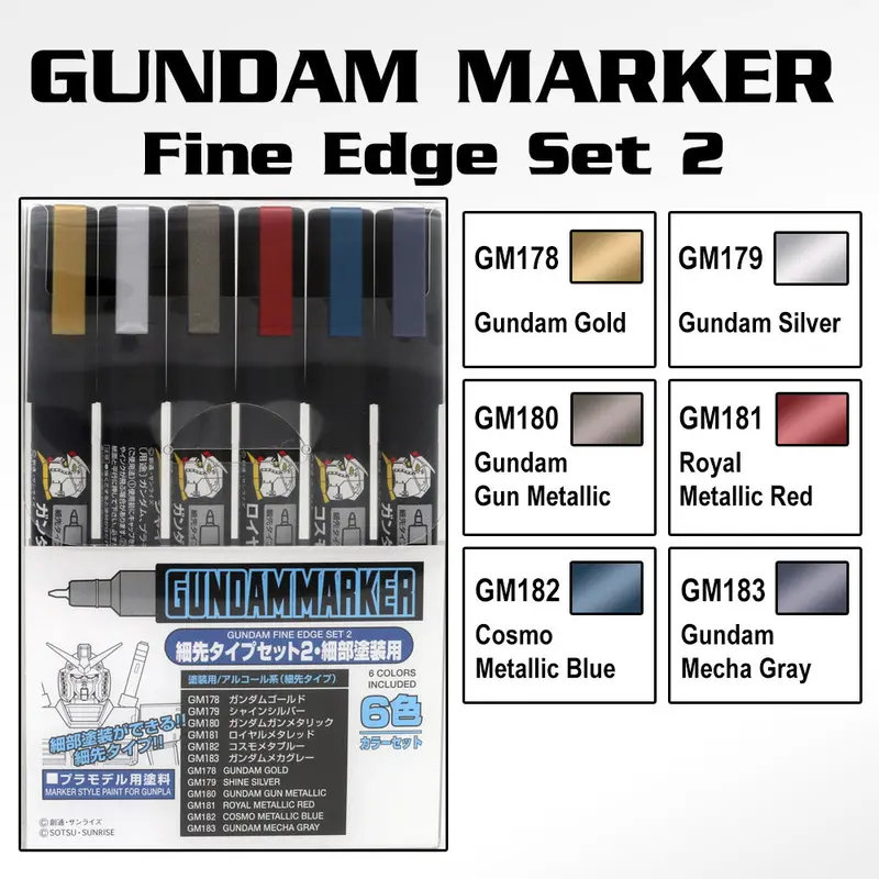 Gms126 Gundam Marker Fine Edge Set 2 (Set Of 6) 1