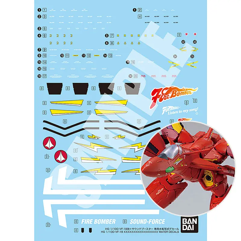 Hg 1/100 Vf-19 Custom Fire Valkyrie With Sound Booster Water Decals 1