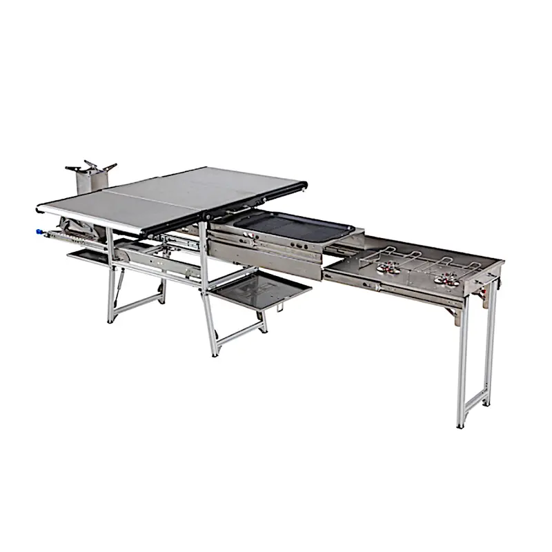 Ovs - Komodo Stainless Steel Portable Camp Kitchen - Dual Grill, Skillet, And Folding Shelves 1