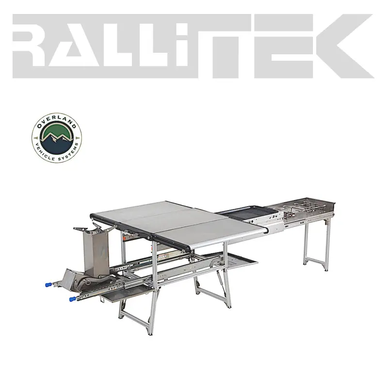 Ovs - Komodo Stainless Steel Portable Camp Kitchen - Dual Grill, Skillet, And Folding Shelves 2