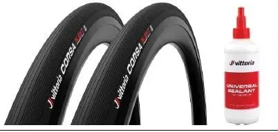 Vittoria 真空胎連防爆液套裝-Corsa N.Ext 石墨烯真空胎- 700 X 28C -黑色(2條)及80ml防爆液 1