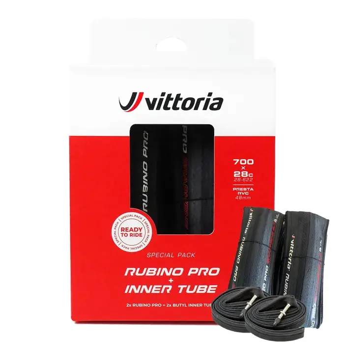 Vittoria Rubino Pro G2.0石墨烯外胎連內胎套裝 - 700 X 28C (2X Rubino Pro + 2X Butyl Inner Tube F/V 48Mm) 1