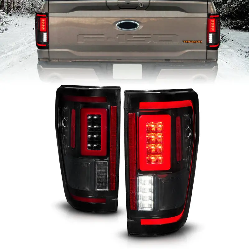 Anzo Sequential Led Taillights For 2021–2023 Ford F-150 – Smoke Black Lens With Blis Cover (Halogen-Fit Only) 1