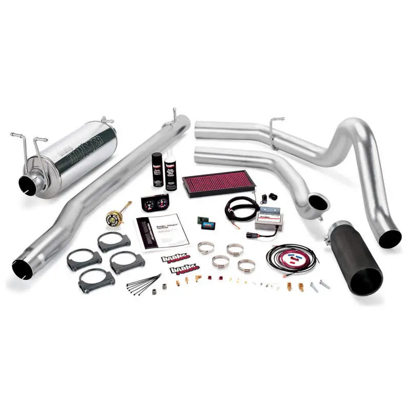 Banks Power Stinger Exhaust System For 1999.5–2003 Ford 7.3L Power Stroke (F-250/F-350 Auto) – Stainless Steel Single Exit W/ Black Tip 1