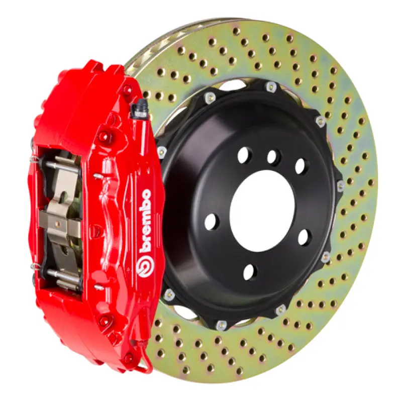 Brembo 00-02 S4 Caliper Front Gt Bbk 4 Piston Cast 2Pc 355X32 2Pc Rotor Drilled-Red 1