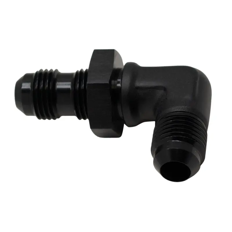 Deatschwerks 6An Male-To-Male 90° Bulkhead Adapter – Matte Black Anodized 1