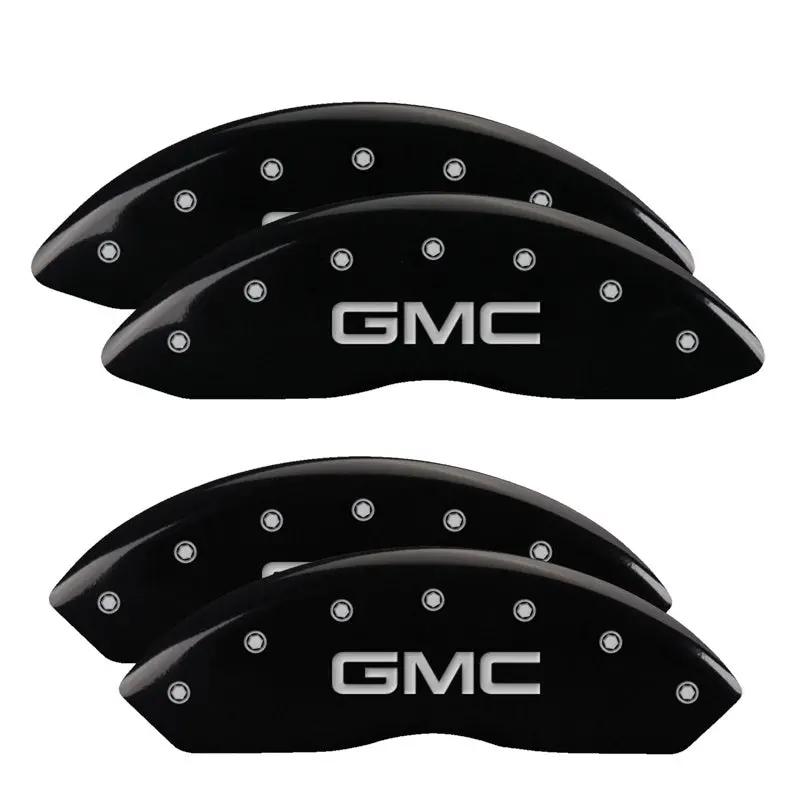 Mgp Engraved 4-Piston Caliper Covers – Front & Rear, Gm-Style Hybrid Design, Black Finish With Silver Accent 1