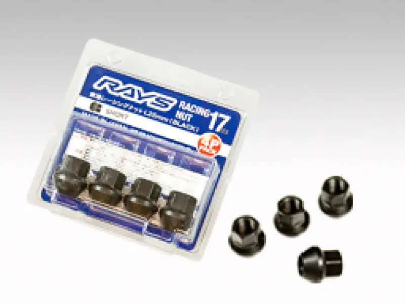 Rays Hex Racing Short-Type Lug Nut Set – 12X1.50Mm, L25 Length, Black Chromate (4-Pack) 1