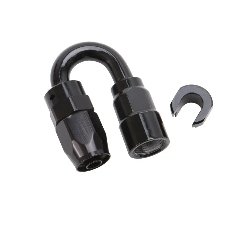 Russell Performance Hose Fitting – 3/8" Sae Quick-Disconnect Female To -6 An, 180° Black Elbow 1