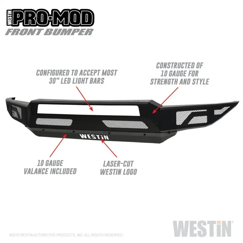 Westin Pro-Mod Front Bumper – Textured Black, Designed For 2019–2021 Chevrolet Silverado 1500 1